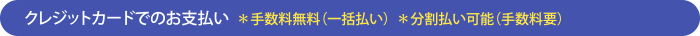 クレジットカードでのお支払い *手数料無料(一括払い) *分割払い可能(手数料要)